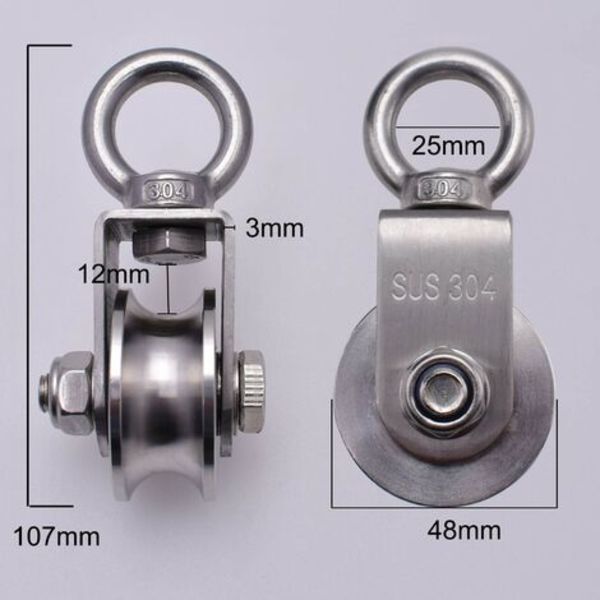 500 kg løftetrisse med 2 lejer, kabeltrisse, 48 mm 304 Sta