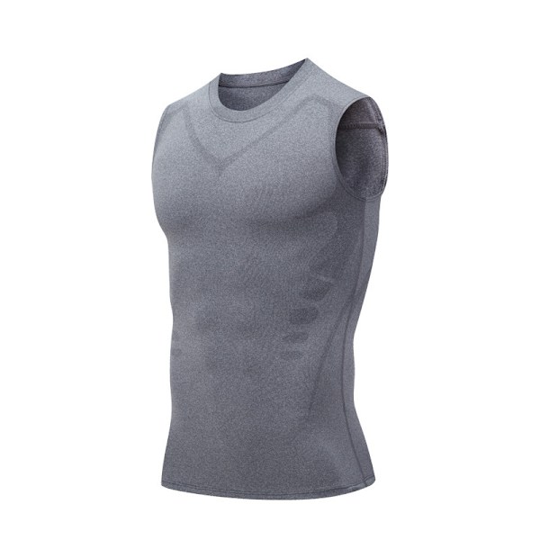 Ionic Shaping ermeløs skjorte, vest i is-silke stoff grå2 2XL gray2