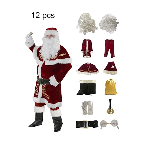 Julemandskostume til mænd 12 stk. sæt julefest cosplay