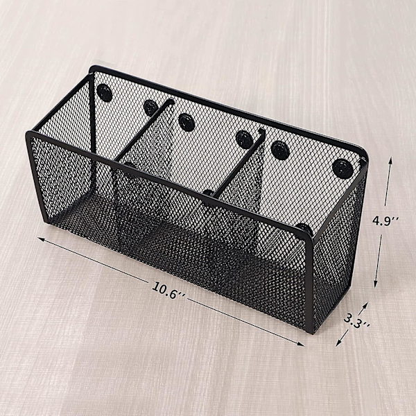 Magnetisk penneholder, netforvaringskurv med ekstra stærk magnet til køleskab, whiteboard, skabstilbehør, kontormaterialeorganisator