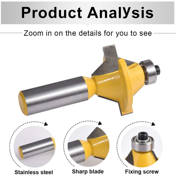 1/2\" Shank Matched Tongue Groove Router Set Bit 120 Degree Edge