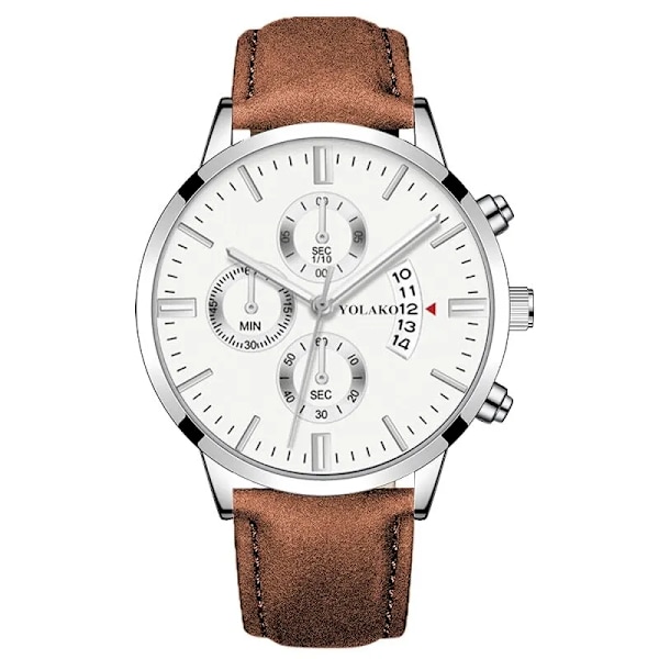 Lyxiga Herr Militär Sportklockor Man Brun Kvarts Armbandsur Herr Affär Casual Watch Mascul Brown White