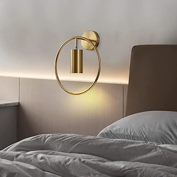 Trådlösa vägglampor, inomhusbatteri vägglampa i metall cirkulär guld LED vägglampor armatur väggdekor