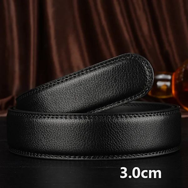3,0 cm 3,5 cm bredt læderbælte uden spænde Automatisk bælte kropsrem uden spænder Mænd god kvalitet mandlige bælter Sort 3.0cm Black 3.0cm 100cm