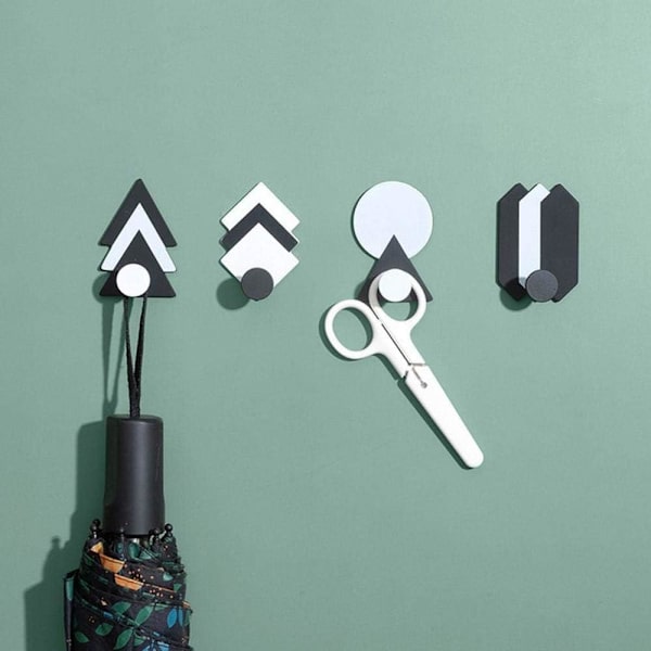 4 st geometriska självhäftande krokar väggmonterade klädhängare kreativa