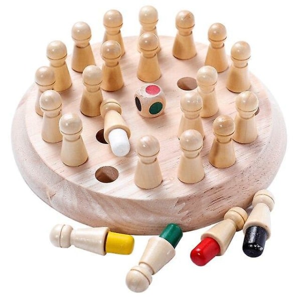 Barn Trä Memory Match Stick Schack Kul färgspelbräde Pussel Pedagogisk leksak Förmåga Lärande null none