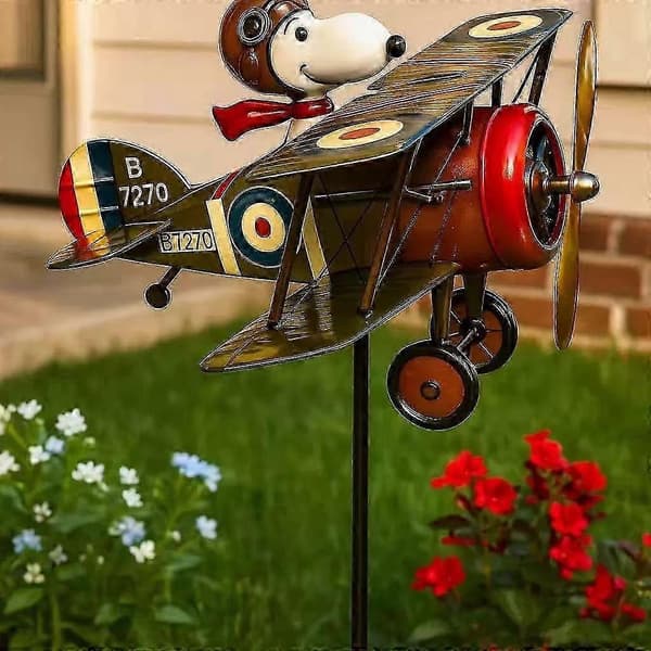 Snoopy Pilot Hagevindmølle Værfløy Utendørs Hagedekorasjon Propellrotasjonsdesign-FA-