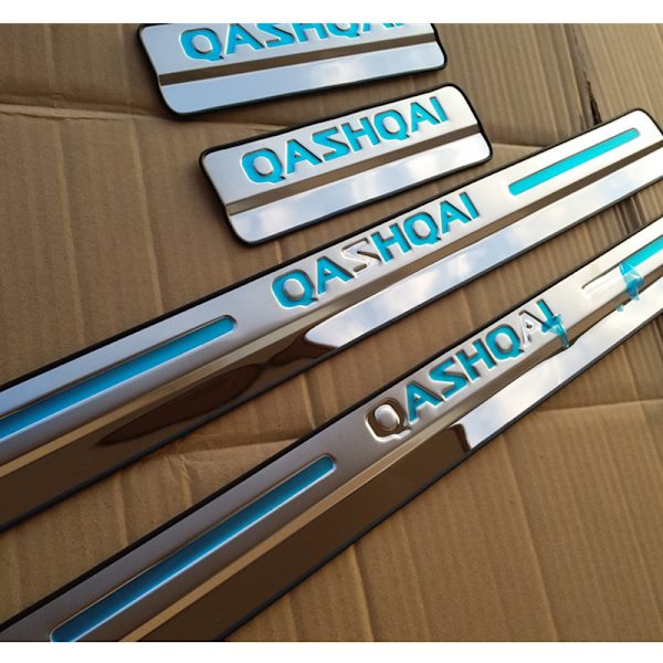 Bilsticker för Nissan Qashqai J11, dörrtröskel, tröskelplåtsskydd, rostfritt stålpedal, stilklädsel, tillbehör Argent
