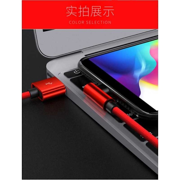 3m Slitesterk Flettet Metallisk USB-C Kabel Rask Lading 3.0 Blå usb-c