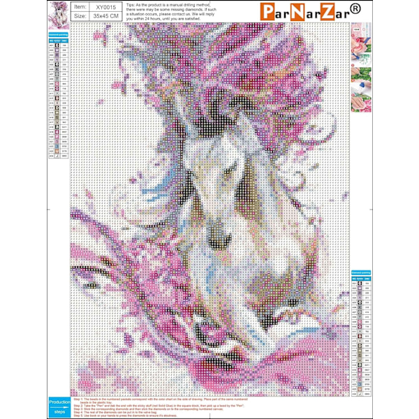 Timanttimaalaus Helrunda Kit, Rosa häst 30 x 40cm