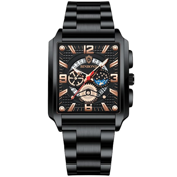 Uusi urheilukello huippumerkki ylellinen ruusukulta kello ruostumattomasta teräksestä miehille muoti vedenpitävä rannekello Relogio Masculin Black Rose