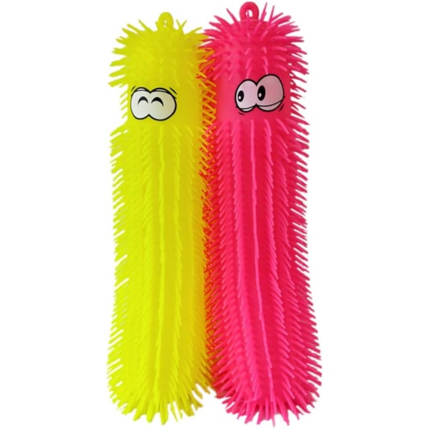 Pufferfish Worm Light Up Squeeze Toy, Caterpillar, Red Yellow