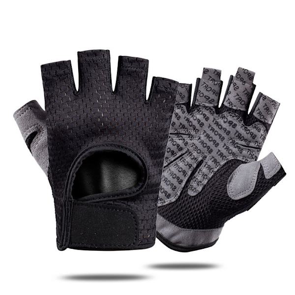 Halvfinger Fitness Handskar Herr Dam Träningshandskar Svart Black M