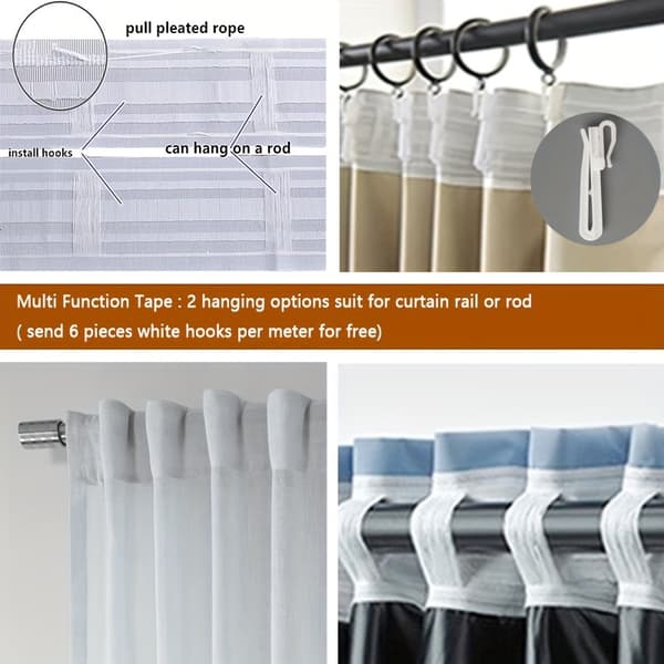 Vit blommig broderad skir voile-gardinpanel 2-pack 200x260cm White