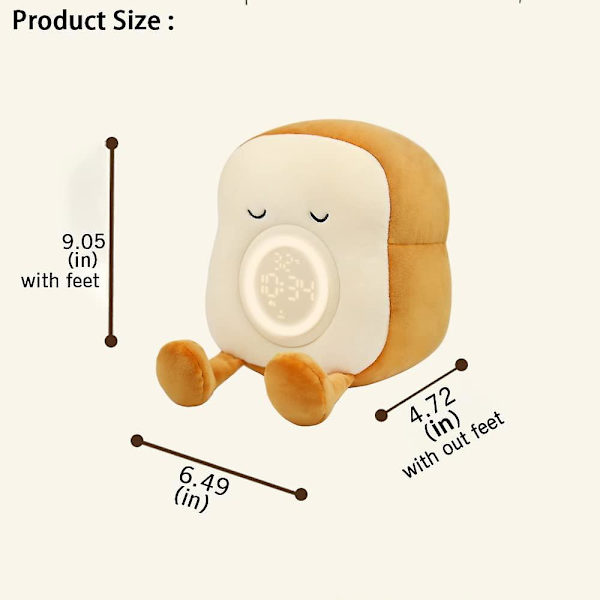 Toast-Vækkeur, Børns Søde Plys Toast Vækkeur, Blødt Brød Natlys B