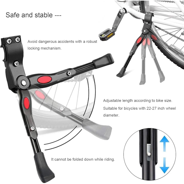 Justerbar cykel støtteben side støtte universel aluminiumslegering cykelramme