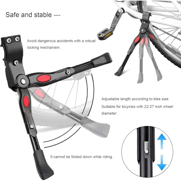 Justerbart cykelstöd sidostöd universell aluminiumlegering cykelram