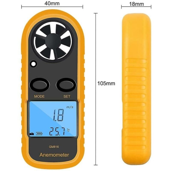 Flyg/Navigations LCD Digital Anemometer (med batteri)