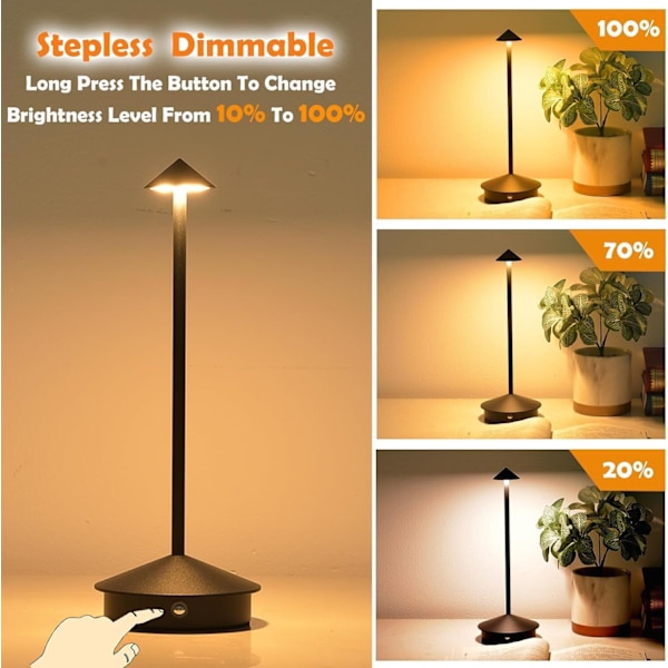 Dimbar LED-bordslampa i aluminium, IP54-skydd, för inomhus-/utomhusbruk, laddningsbas med kontakt, H29 cm, EU-kontakt - Corten-WELLNGS Gray
