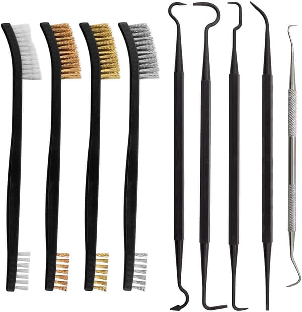 Rustfritt stål børste, 9 stykker liten messing børste mini wire
