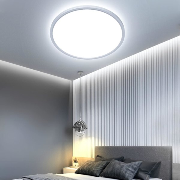 24W Rund LED-Taklampe, 6500K Taklampe, 2400LM Moderne Lampe, Stue, Soverom, Kjøkken, IP44, Ø23cm