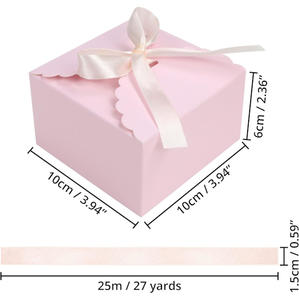 20-pak med flikkede firkantede gaveæsker - 10x10x6cm/3,94x3,94x2,36\"