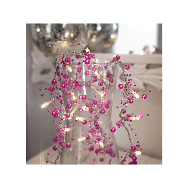 2 st Dekorationsljusslingor Pearlz Grön & Cerise, 20+20 LED TIME
