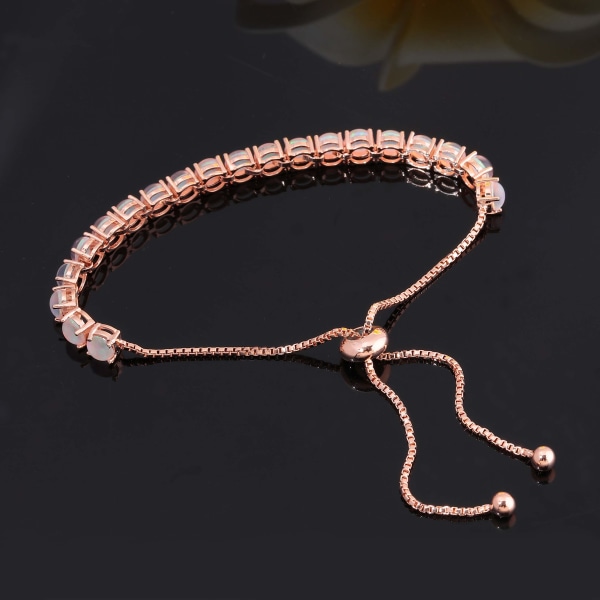 Adjustable Silver Plated Opal Tennis Bracelet for Women Girls