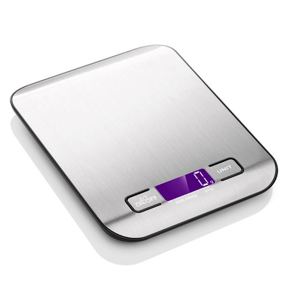 Digital køkkenvægt, førsteklasses køkkenvægt i rustfrit stål, vejer gram og ounce til bagning og madlavning 5 kg/1 g