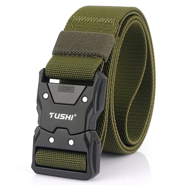 VATLTY Nytt unisex elastiskt bälte hårdlegering Snabbspänne Tough Stretch Nylon Herr Militär Taktiskt bälte Arbetstillbehör ArmyGreen ArmyGreen 125cm
