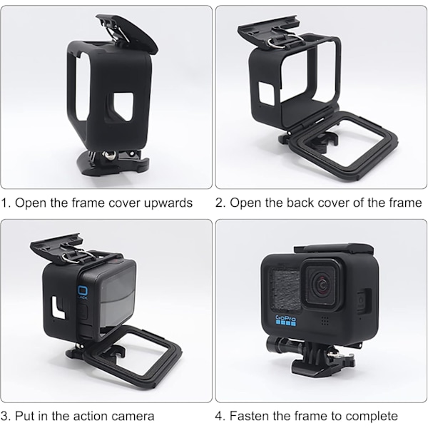 SHOP Housing Frame Yhteensopiva GoPro Hero 9/10/11 Black Action Kameroiden kanssa Tarvikkeet Suojaava Housing Case Pohjan ja Ruuvin kanssa Musta C
