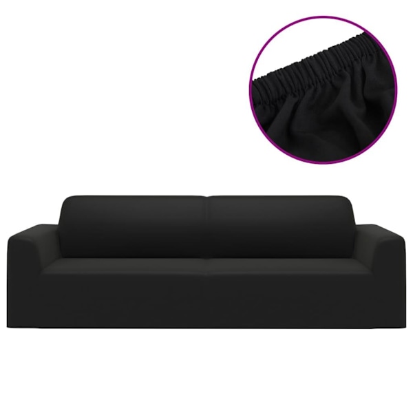 vidaXL Sofföverdrag 3-sits med stretch svart polyesterjersey black 1300