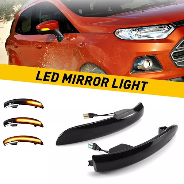 Dynamiska sidobackspegelindikatorer Blinkers för Ford Focus 3 MK3 2012-2018 SE/ST/RS Rökfärgat hus, Bärnstensfärgad LED js