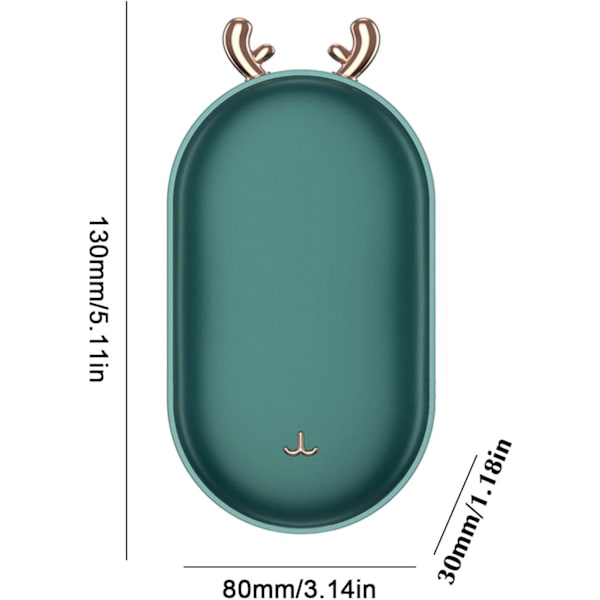 Ladattava 5200mAH 2-in-1 kädenlämmitin Power Bank - Camping-kädenlämmitin (1 kpl, vihreä)