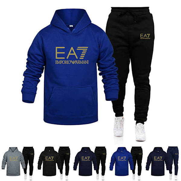 Mænd Sport Hoodie Tracksuit Sæt Langærmet Hoodie Sweatshirt Jakke + Joggingbukser Sweatpants Outfit Lommer B B 2XL