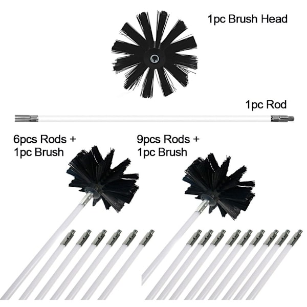 Harjaksi lisävaruste savupiipun puhdistaja 9XRODS JA 1XBRUSH 9xRods and 1xBrush