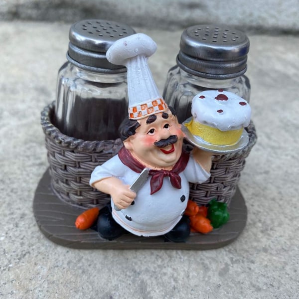 Kokkestatue Salt Pepper Flaskeholder Ornamenter-Hjemmeindretning