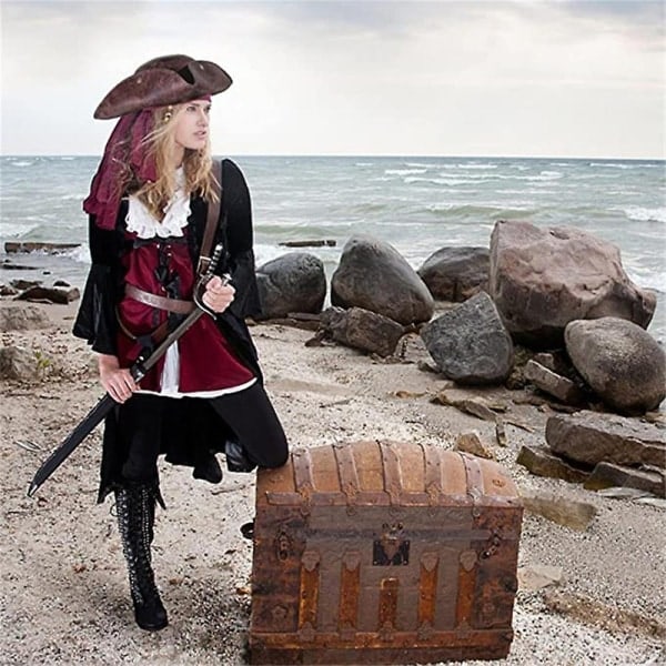 Pirathat til voksne Halloween-hatte til voksne og kolonialstil Tricorn-hat egnet kirsebær