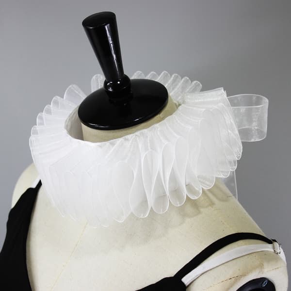 Dame renessanse elisabethansk rysjet falsk krage chiffon retro klovnehalsruff-FA-