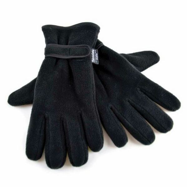 FLOSO Herr Thinsulate Termiska Fleecehandskar med Handflategrepp (3M Svart M/L Black
