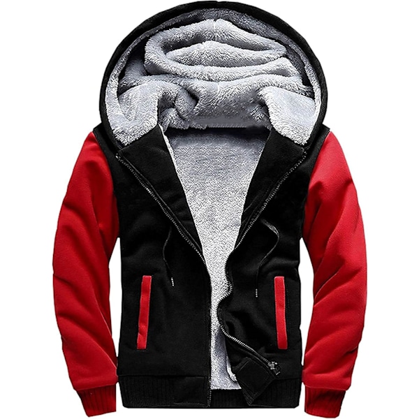 Herr Pullover Termisk Sherpa Fodrad Jumper Jackor Vinter Träning Fleece Hoodie Full Zip Ull Varm Tjock Rockar Ytterkläder 02redblack 02redblack M