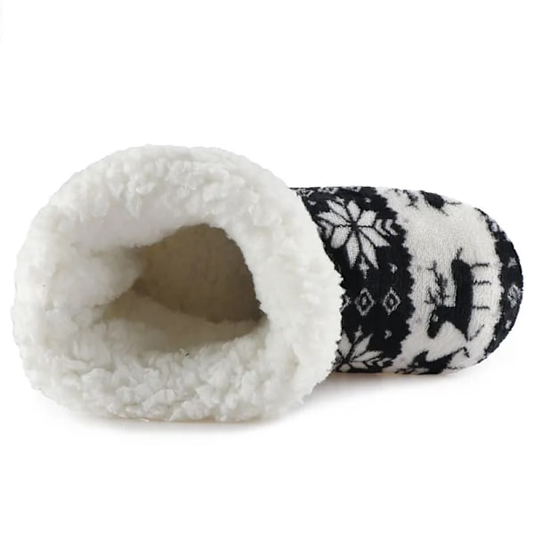 Damtofflor i korallfleece med päls, ankelboots, varma inomhusskor, kaffe Coffee 25cm (36-38 EU)