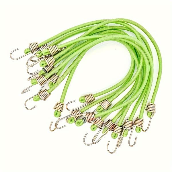 10 tommer elastiksnore med kroge 12 stk grøn 12pcs Green