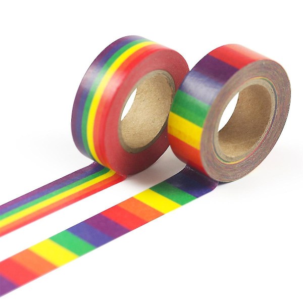 1 st regnbågsfärgad Washi-tejp - Skolmaterial, kontorsmaterial, 15 mm regnbågstejp