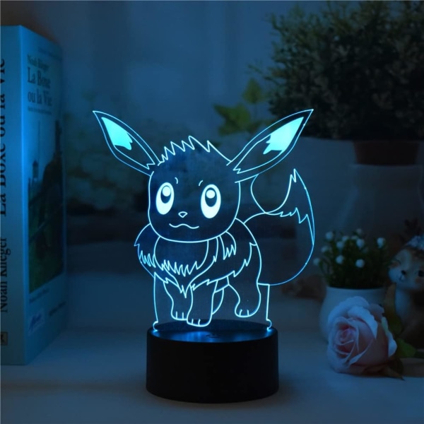 Tegnefilm Anime Eevee Natlampe 3D Illusion Lys LED Bord