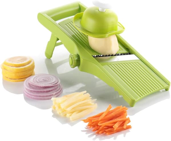 Grønnsakskutter Mandolin Potetkutter, Pommes Frites-kutter for løkringer, chips og pommes frites, Grønn-FA-