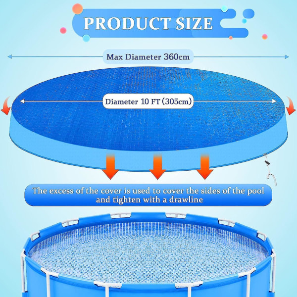 Poolskydd för 6 8 10 fot i diameter över marken Rund pool, badtunna Spa Pool filtskydd Idealisk för dammtät 305 cm
