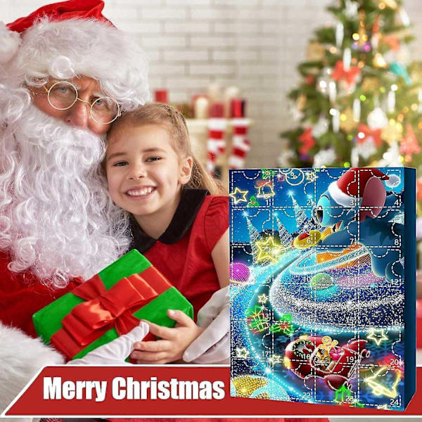 Anime Stitch julekalender kompatibel for barn - 24 dagers julekalender - 24 stk tegneserie leker ornament B Set