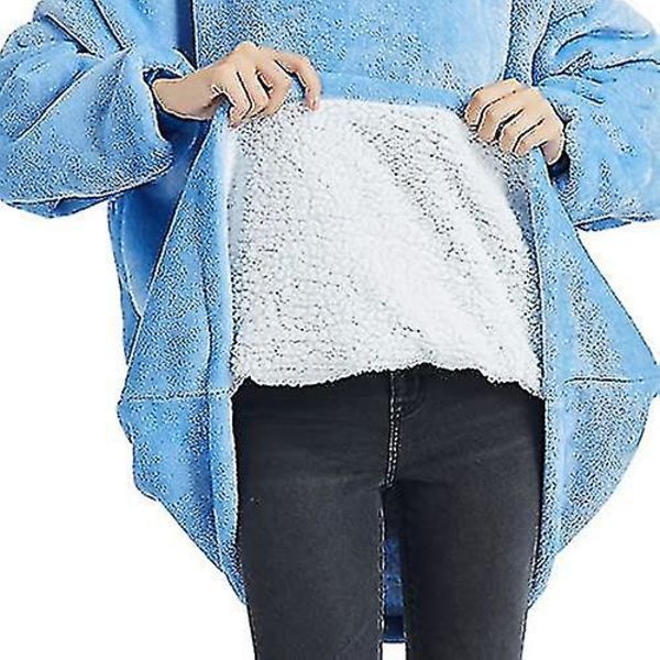 Kvindes Stitch Filt Hoodie Oversized Bærbar Trøje Sherpa TV-tæppe med Ærmer En Størrelse Passer Alle [kk]