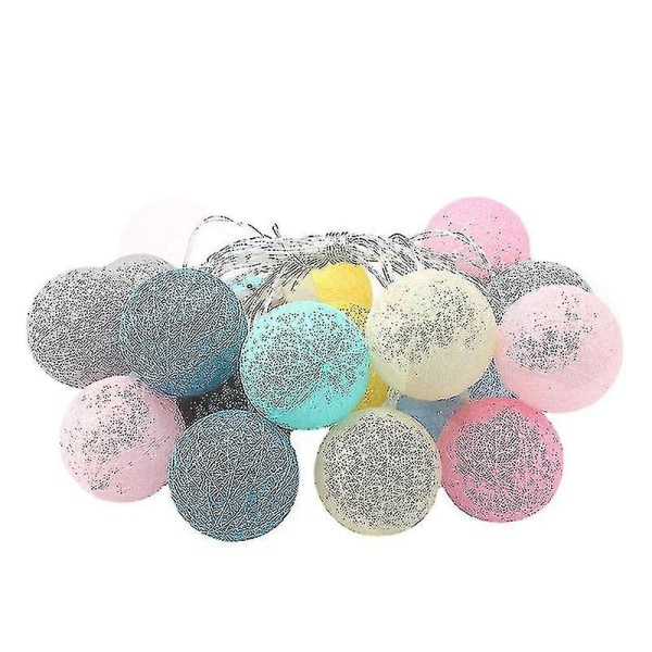 Juldekorationer, LED-ljusslingor, bomullsbollar, USB, 3m,